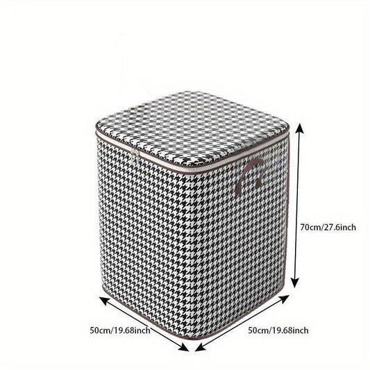 Houndstooth Pattern Storage Bag Waterproof Cotton Quilt Home Organiza