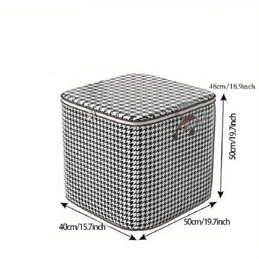 Houndstooth Pattern Storage Bag Waterproof Cotton Quilt Home Organiza