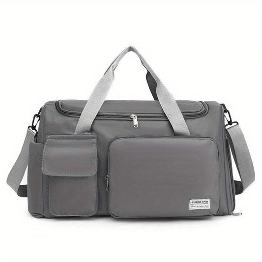 Large Capacity Duffle Bag Solid Luggage Handbag, Sports Bag
