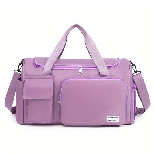 Large Capacity Duffle Bag Solid Luggage Handbag, Sports Bag
