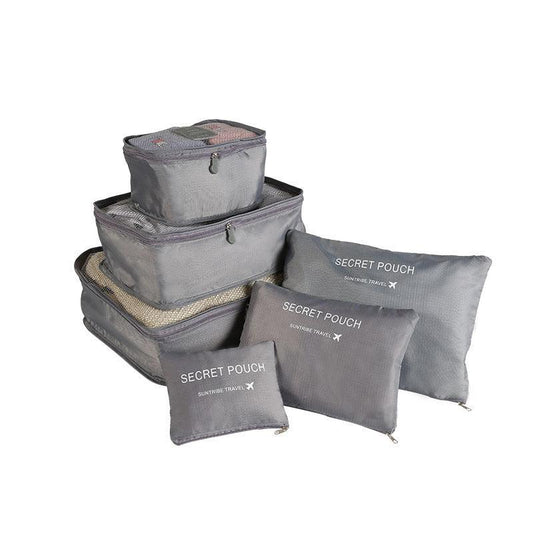 6pcs Travel Packing Cubes Waterproof Storage Mesh Luggage Organizer Bag