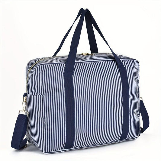 Striped Weekender Tote Bag Lightweight Luggage Gym Storage Bag