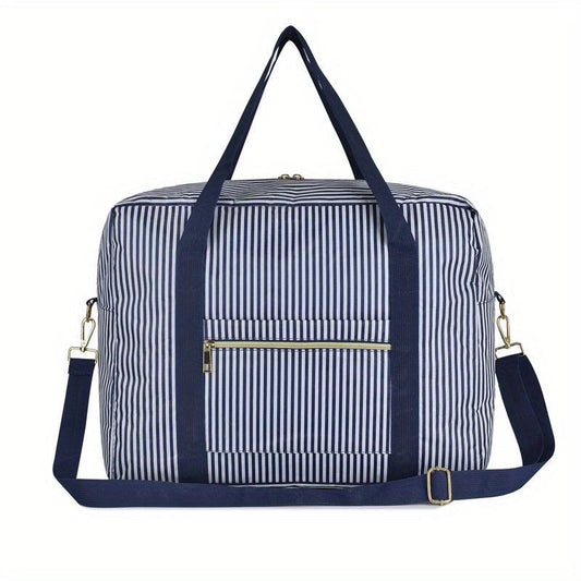 Striped Weekender Tote Bag Lightweight Luggage Gym Storage Bag