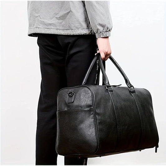Foldable Duffle Bag PU Leather Luggage Bag Shoe Compartment