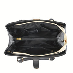Colorblock Metal Decor Satchel Purse Crossbody Bag