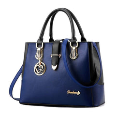 Colorblock Metal Decor Satchel Purse Crossbody Bag