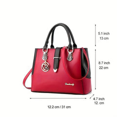 Colorblock Metal Decor Satchel Purse Crossbody Bag