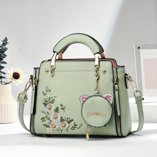 Letter Decor Hand Satchel Bag Shoulder Zipper Bag Mini Coin Purse Crossbody Work