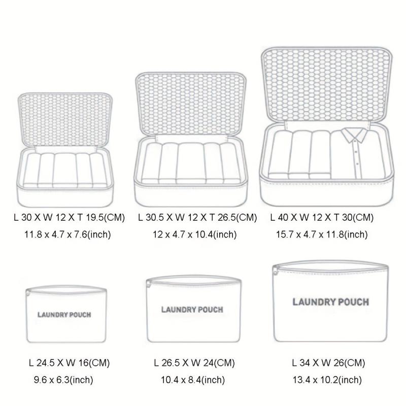 6pcs Travel Storage Bag Set Clothing & Lingerie Laundry Organizer