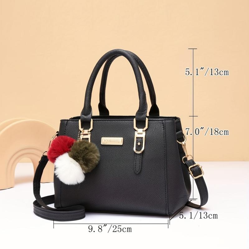 Minimalist Crossbody Hobo Bag Leather Top Handle Bag Doll Decor Shoulder Bag
