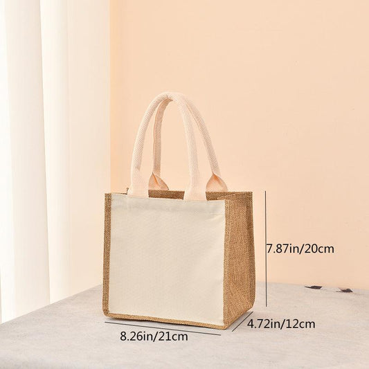 Women's Canvas Tote Zipper Burlap Bag Casual Gift Bag Shopping Bag
