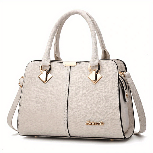 Metal Decor Satchel Bag Women's Double Handle Purse