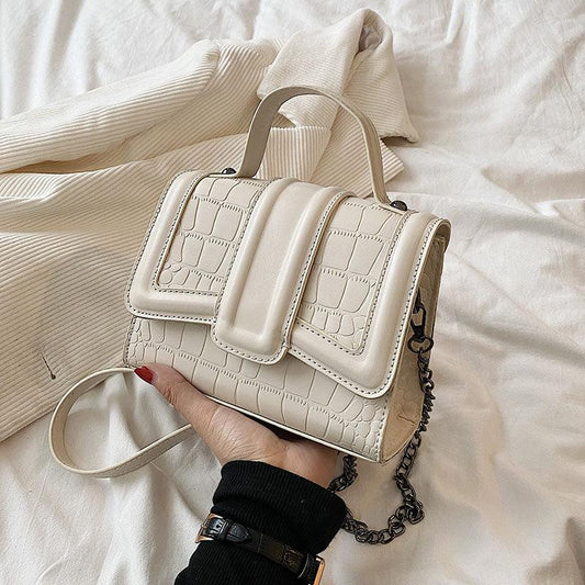 Crocodile Embossed PU Leather Shoulder Bag Flap Square Purse
