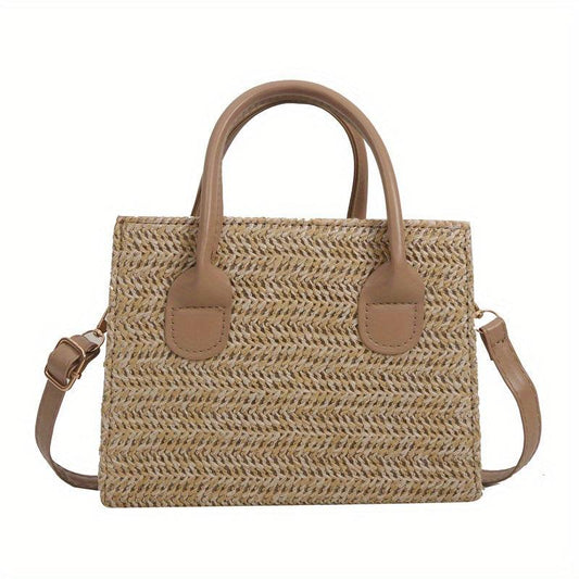 Vintage Straw Tote Crossbody Bag Boho Handbag