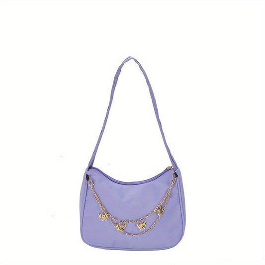 Y2K Shoulder Bag Solid Color Butterfly Chain Strap