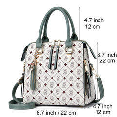 Geometric Print Crossbody Bag Tassel Top Handle Satchel Purse
