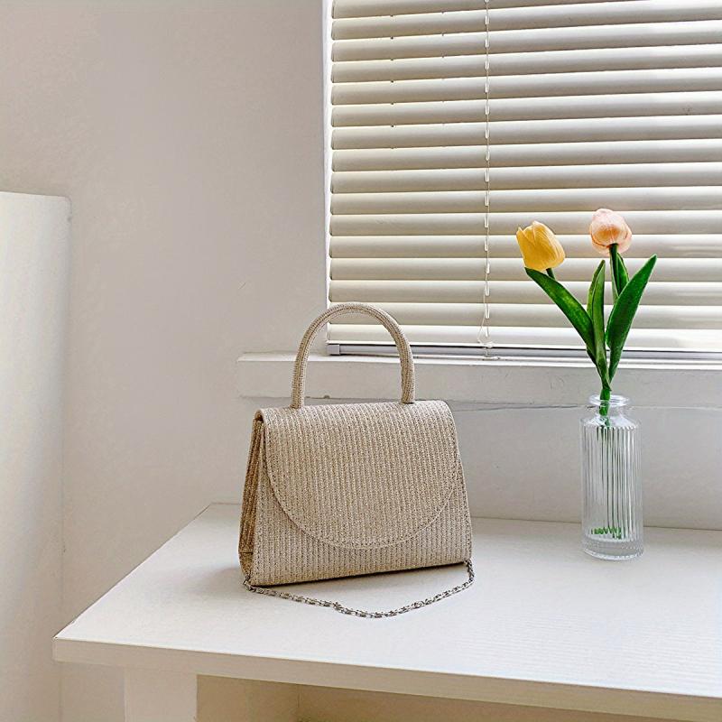 Glitter Evening Handbag Chain Crossbody Bag Top Handle Clutch Purse