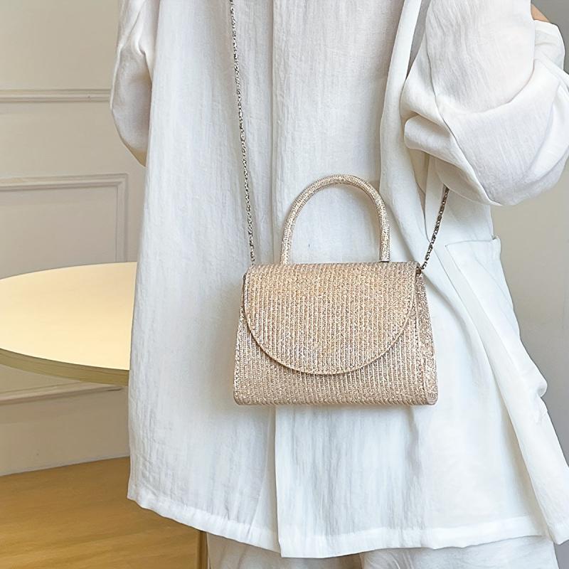 Glitter Evening Handbag Chain Crossbody Bag Top Handle Clutch Purse