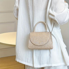 Glitter Evening Handbag Chain Crossbody Bag Top Handle Clutch Purse