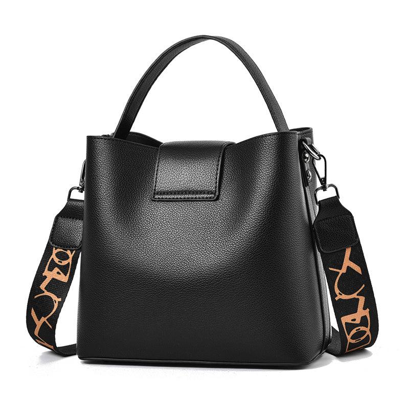 Faux Leather Bucket Bag Top Handle Purse Women's Crossbody Bag