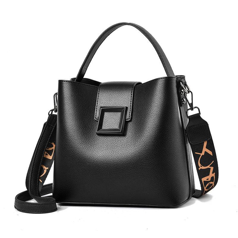 Faux Leather Bucket Bag Top Handle Purse Women's Crossbody Bag