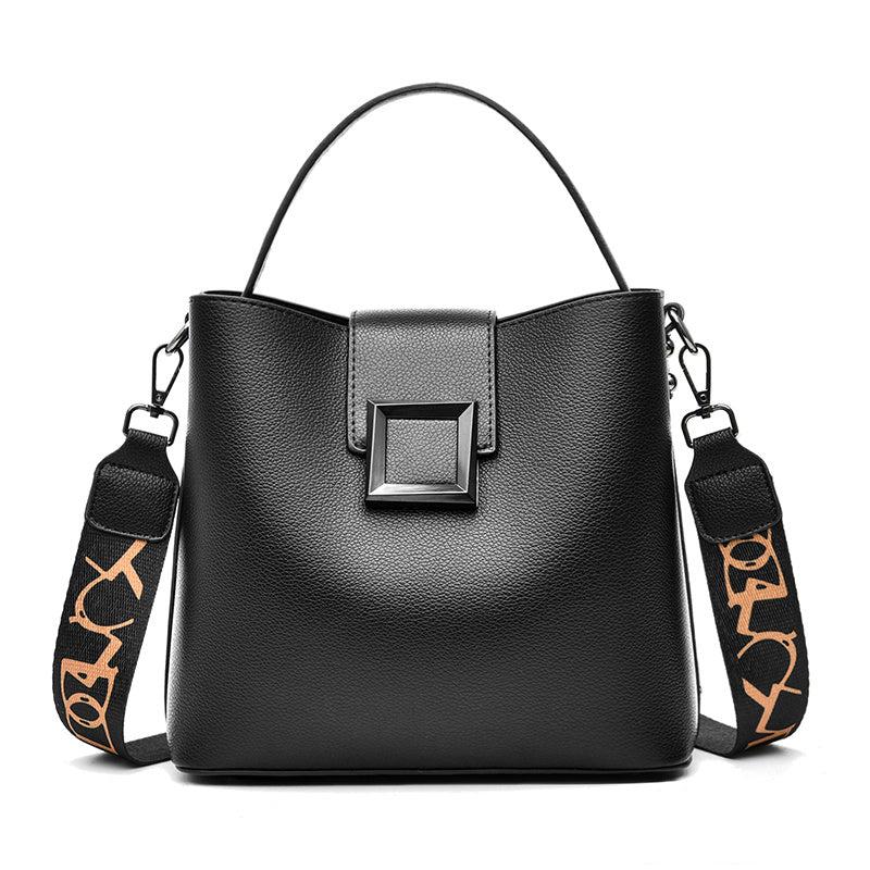 Faux Leather Bucket Bag Top Handle Purse Women's Crossbody Bag