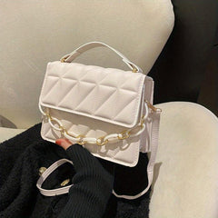 Quilted Square Handbag Chain Crossbody Bag Flap Purse