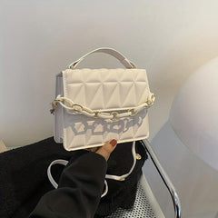 Quilted Square Handbag Chain Crossbody Bag Flap Purse