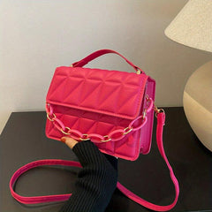 Quilted Square Handbag Chain Crossbody Bag Flap Purse