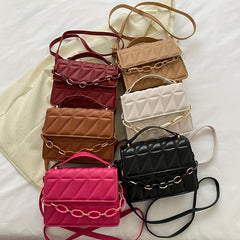 Quilted Square Handbag Chain Crossbody Bag Flap Purse