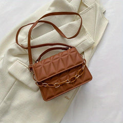 Quilted Square Handbag Chain Crossbody Bag Flap Purse