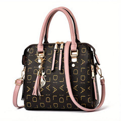 Square Crossbody Bag Tassel Decor Top Handle Purse