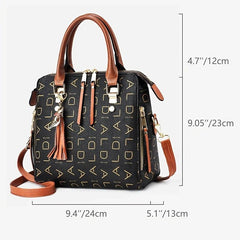 Square Crossbody Bag Tassel Decor Top Handle Purse