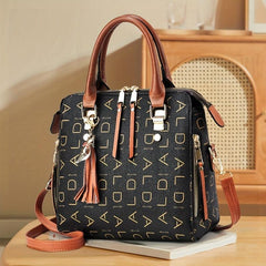 Square Crossbody Bag Tassel Decor Top Handle Purse
