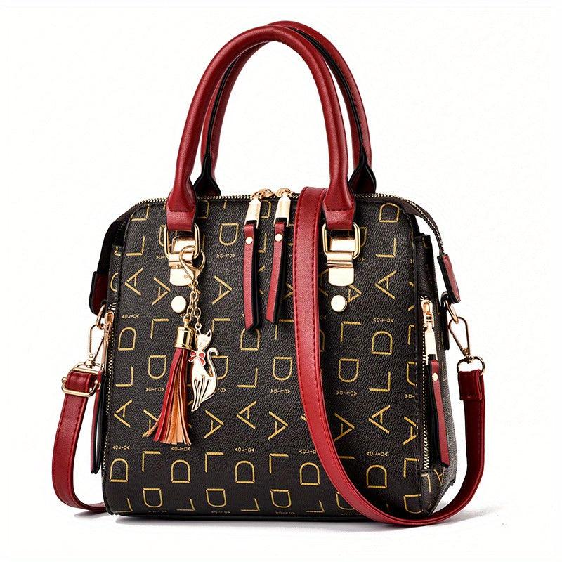 Square Crossbody Bag Tassel Decor Top Handle Purse