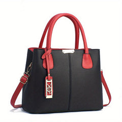 Durable Shoulder Bag with Metal Pendant Decor and Double Handle Tote Handbag