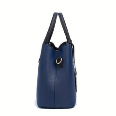 Durable Shoulder Bag with Metal Pendant Decor and Double Handle Tote Handbag