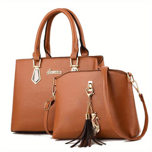 Tote Satchel Bag Sets Solid Handbags All Match Classic Bags For Work