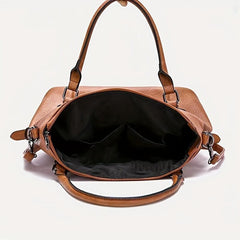 2pcs Large Capacity Tote Bag Set PU Leather Textured Shoulder Bag