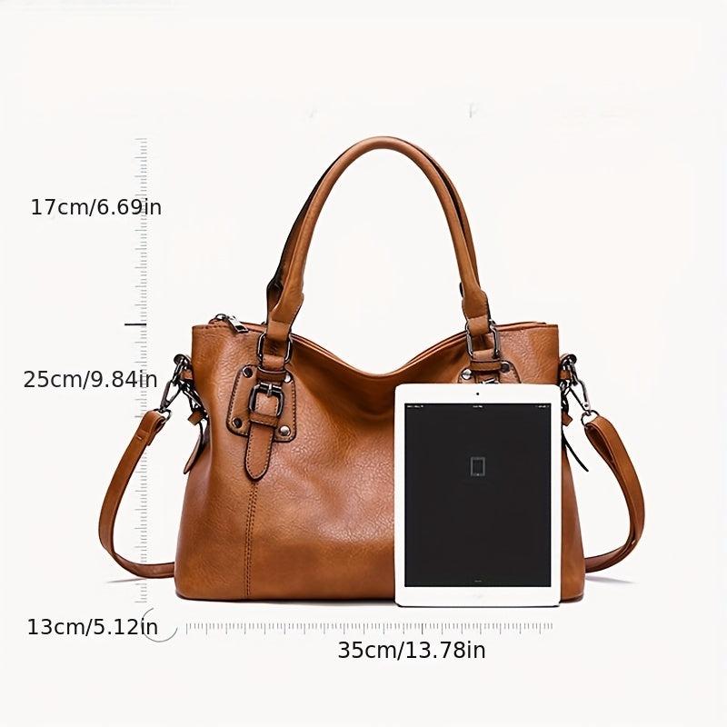 2pcs Large Capacity Tote Bag Set PU Leather Textured Shoulder Bag