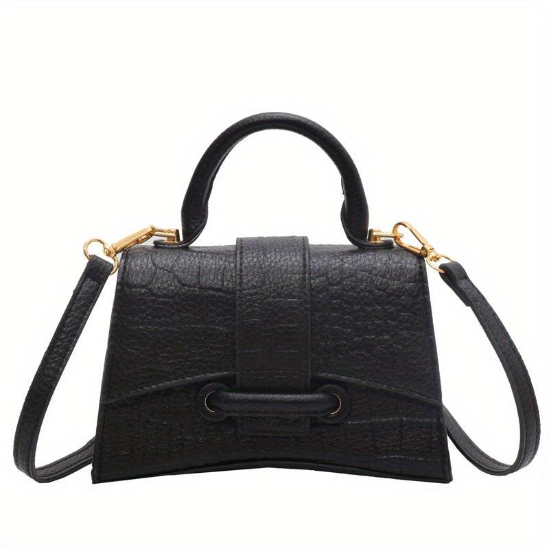 Crocodile Embossed Square Shoulder Bag Solid Satchel Bag