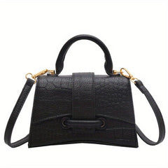 Crocodile Embossed Square Shoulder Bag Solid Satchel Bag