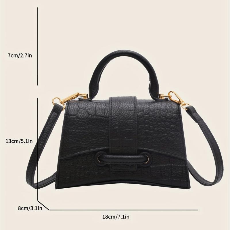 Crocodile Embossed Square Shoulder Bag Solid Satchel Bag