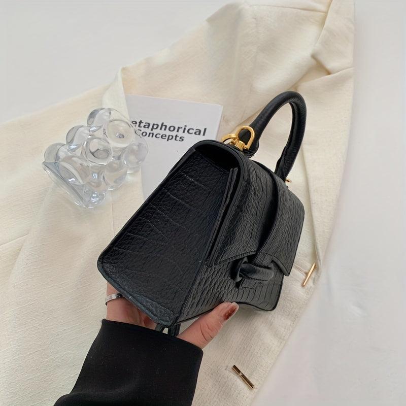 Crocodile Embossed Square Shoulder Bag Solid Satchel Bag