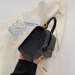 Crocodile Embossed Square Shoulder Bag Solid Satchel Bag