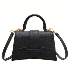 Crocodile Embossed Square Shoulder Bag Solid Satchel Bag