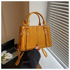 Crocodile Pattern Top Handle Crossbody Bag PU Leather Textured Bag