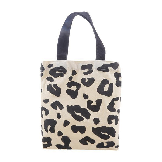 Polka Dots Leopard Pattern Bag Lightweight Shoulder Bag Canvas Shopping Bag