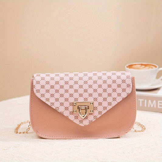 Mini Chain Crossbody Bag Geo Print Shoulder Bag Square Purse