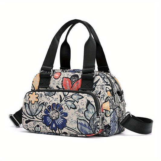 Floral Pattern Crossbody Bag Nylon Portable Purse